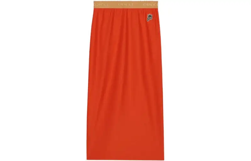 GUCCI Love Parade Knit Long Skirt Women's Orange Red