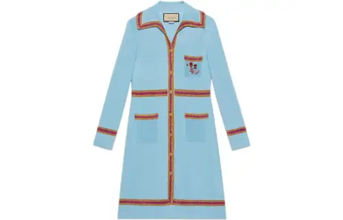 GUCCI Fw22 Tanabata Series Long Sleeved Dresses Women's Blue Moderate Mid Length