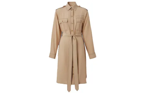 Burberry SS22 Long Sleeved Dress Women's Soft Tawny