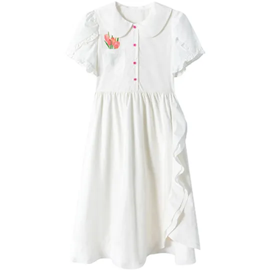 Spring Summer Short Sleeved Dress Women's Gift Box Set White