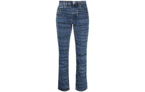 Vetements Jeans Women's Blue Moderate Slim Fit Pants
