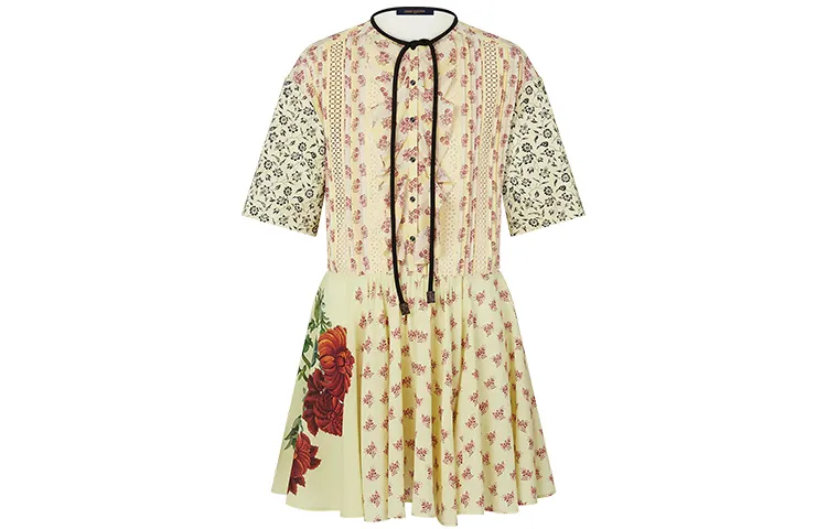 LOUIS VUITTON Short Sleeved Dress Women's Multicolor