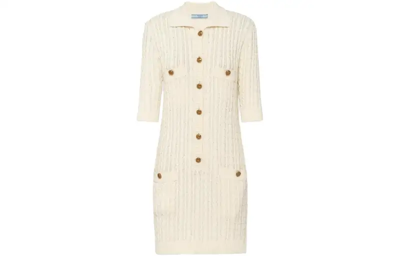 Prada cable-knit cotton mini dress