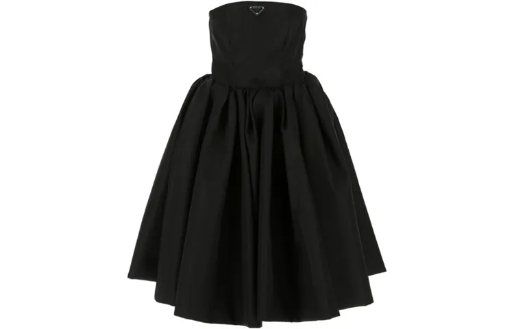 PRADA Sleeveless Dresses Women's Black Crew Neck Moderate