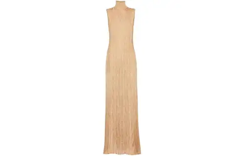 PRADA Holiday Sleeveless Dresses Women's Gold Turtleneck Moderate Long
