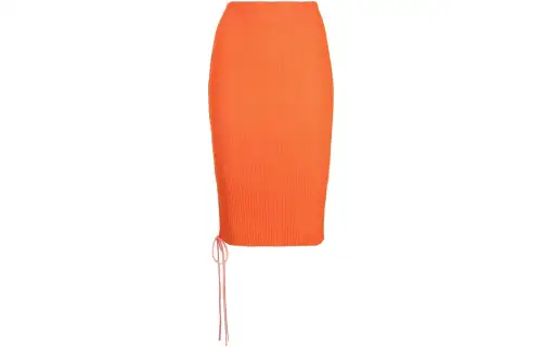 OFF-WHITE Knitted belt, long orange skirt, high waist, slim fit, cut