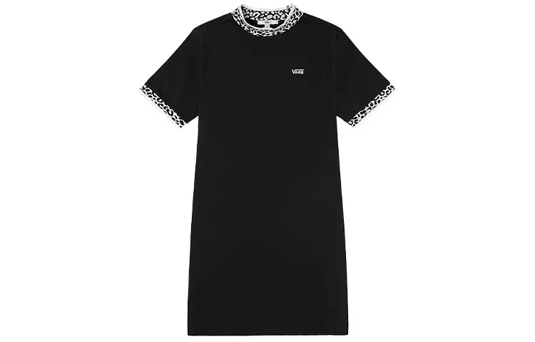 Vans Short Sleeved Dresses Women's Black Crew Neck Moderate Mid Length