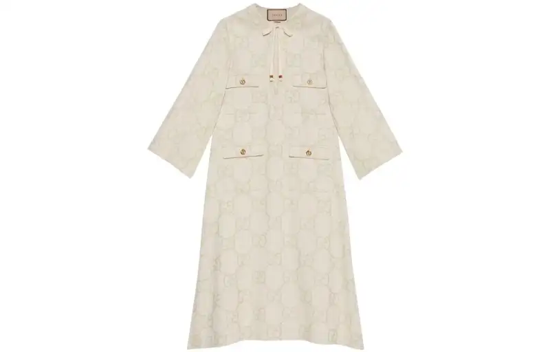 GUCCI FW22 Long Sleeved Dress Women's Light Yellow