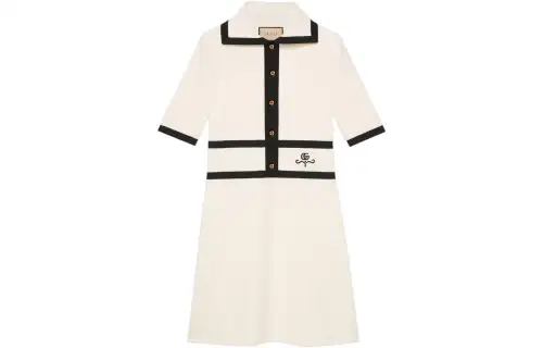 【Previous Season】collared contrast-trim dress