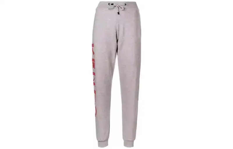 KENZO Knitted Sweatpants Women's Light Gray Moderate Cuffed Pants