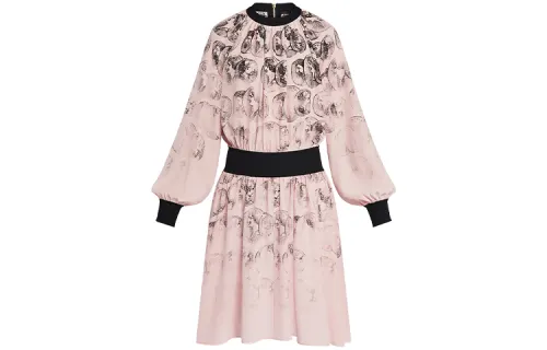 LOUIS VUITTON New Quarterly Products Of LV Long Sleeved Dresses Women's Pink Crew Neck Moderate Short