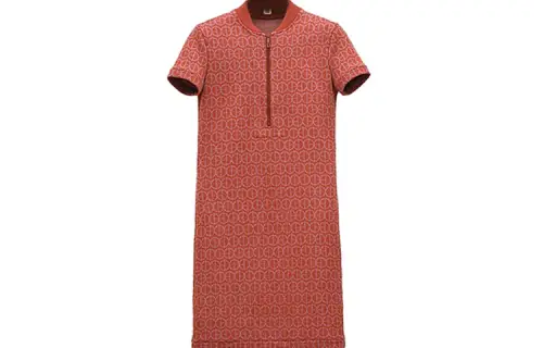 HERMES Short Sleeved Dress Women's Red