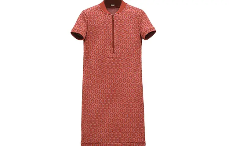 HERMES Short Sleeved Dress Women's Red