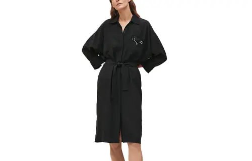 HERMES Long Sleeved Dress Women's Black