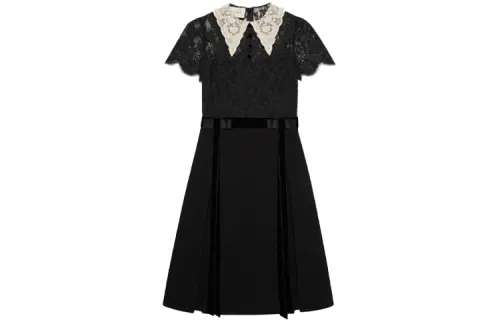 GUCCI Short Sleeved Dresses Women's Black Crew Neck Moderate