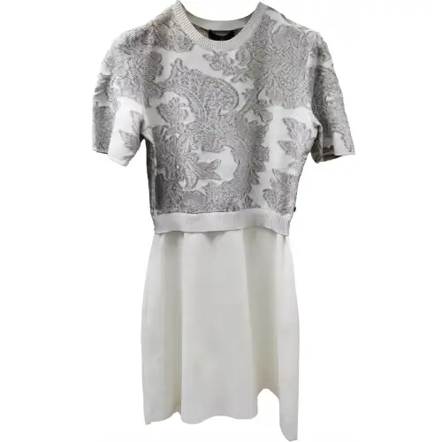 LOUIS VUITTON Short Sleeved Dress Women's Silver White