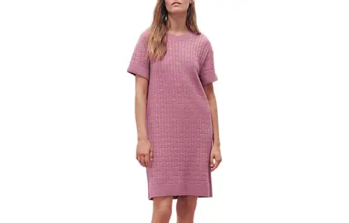 HERMES Short Sleeved Dress Women's Rose Pink