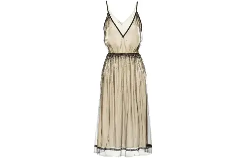 PRADA Slip Dresses Women's Light Umber V Neck Moderate