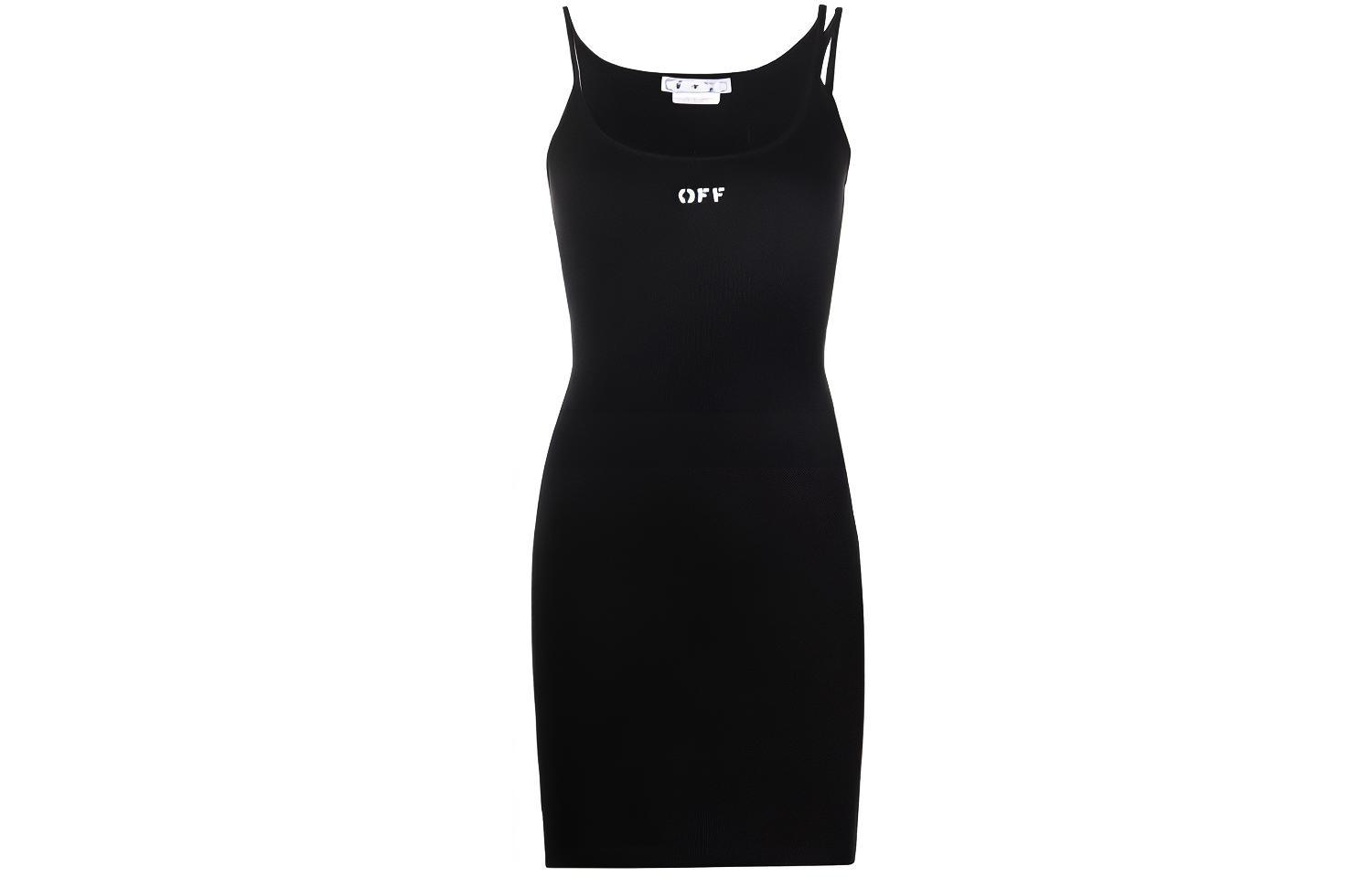 OFF WHITE Off Stamp Basic Rib Dress Black/White