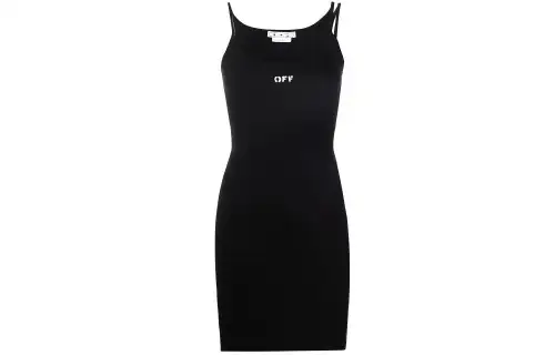 OFF WHITE Off Stamp Basic Rib Dress Black/White