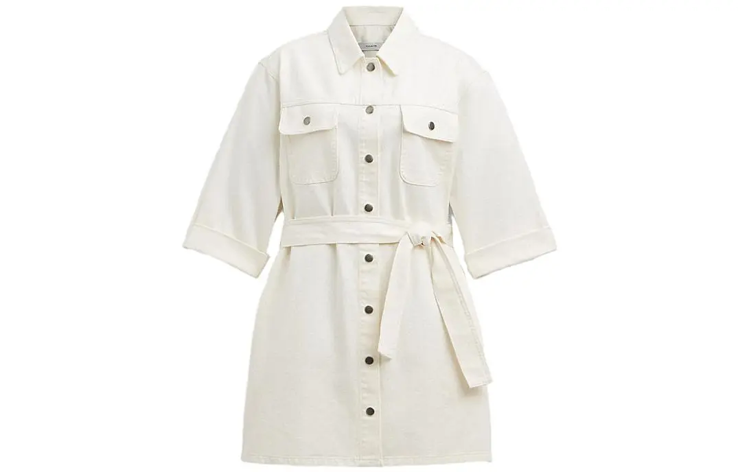 COACH Short Sleeved Dress Women's White