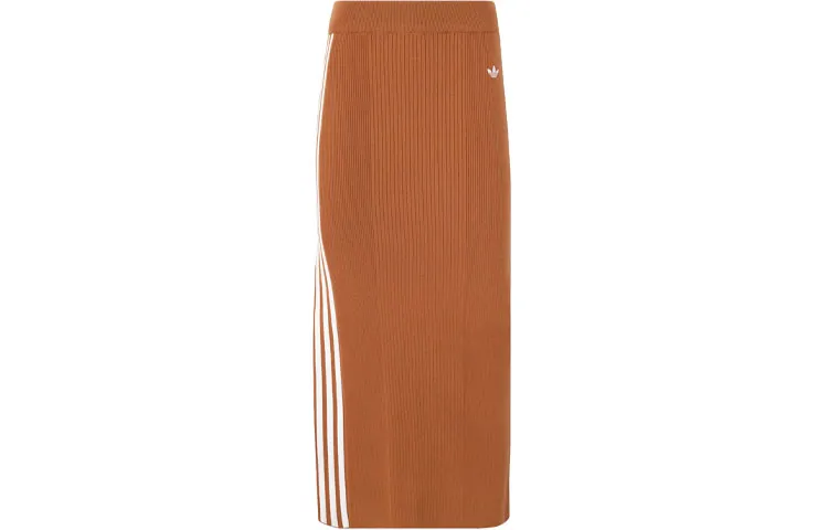 Adidas Originals Premium Knit Skirt Knit Long Skirt Women's Wild Brown