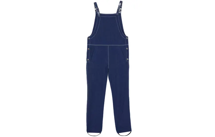 Burberry Overalls Women's Dark Canvas Blue Moderate Straight Fit Pants