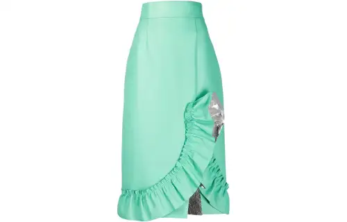 MIU MIU SS22 Leather Long Skirt Women's Green