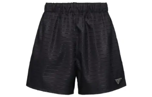 PRADA Re Nylon Logo Stripe Shorts Black