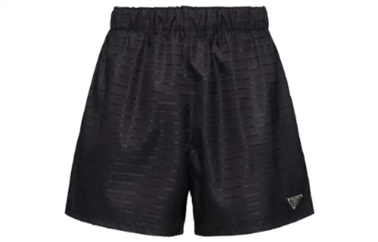 PRADA Re Nylon Logo Stripe Shorts Black
