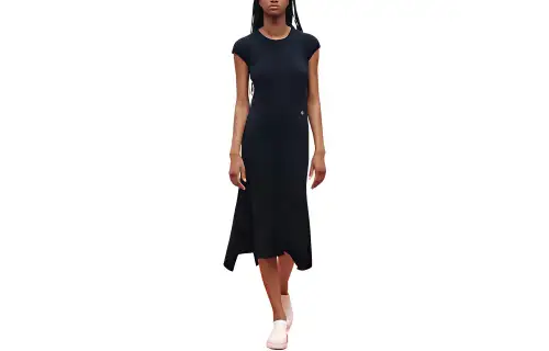 HERMES SS23 Sleeveless Dresses Women's Navy Crew Neck Moderate Long