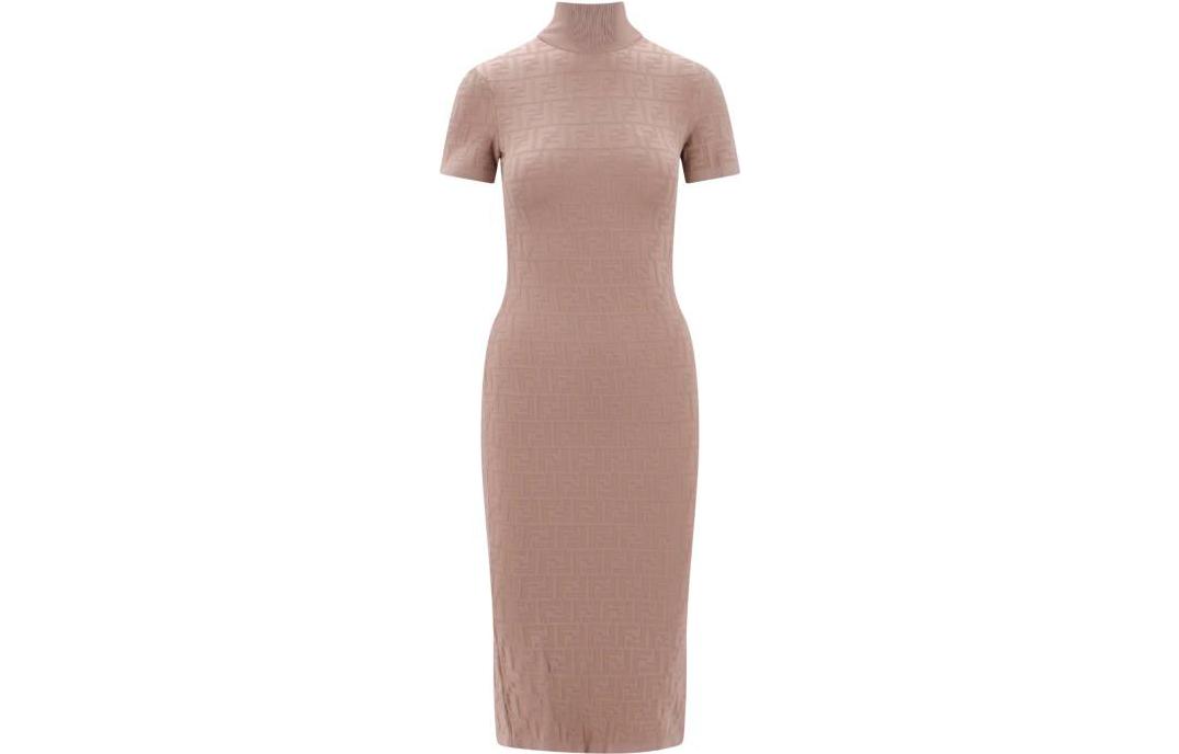 Женское платье Fendi Logo Dress (бежевое)