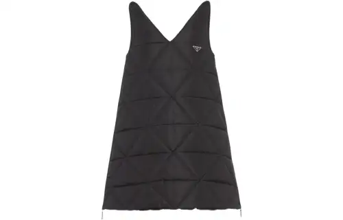 PRADA Sleeveless Dresses Women's Black V Neck Moderate Short