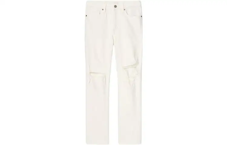 UNIQLO SS23 Jeans Women's Ivory Moderate Ripped Pants