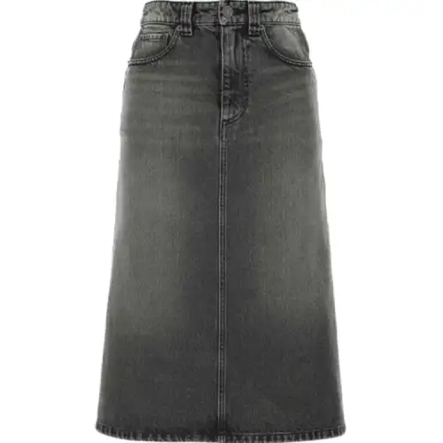 Balenciaga SS21 Denim Long Skirt Women's Gray
