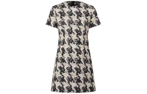 LOUIS VUITTON Houndstooth Silk Martingale Dress