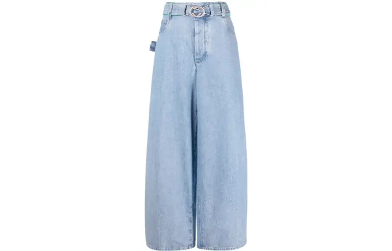 Bottega Veneta Jeans Women's Blue Moderate Wide Leg Pants