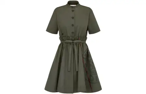 DIOR Short Sleeved Dresses Women's Khaki Moderate Short