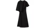 LOEWE Short Sleeved Dresses Women's Black Crew Neck Moderate Mid Length