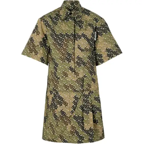 Burberry Print Short Sleeved Dress Women's Army Green