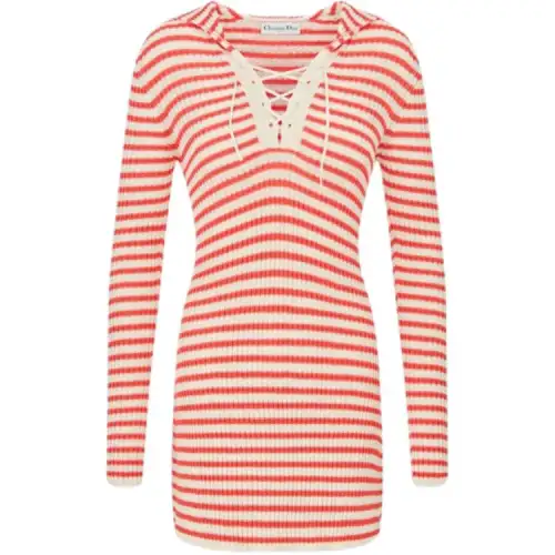 DIOR FW24 Long Sleeved Dress Women's Coral Red