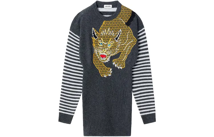 KENZO Long Sleeved Dresses Women's Gray Crew Neck Moderate