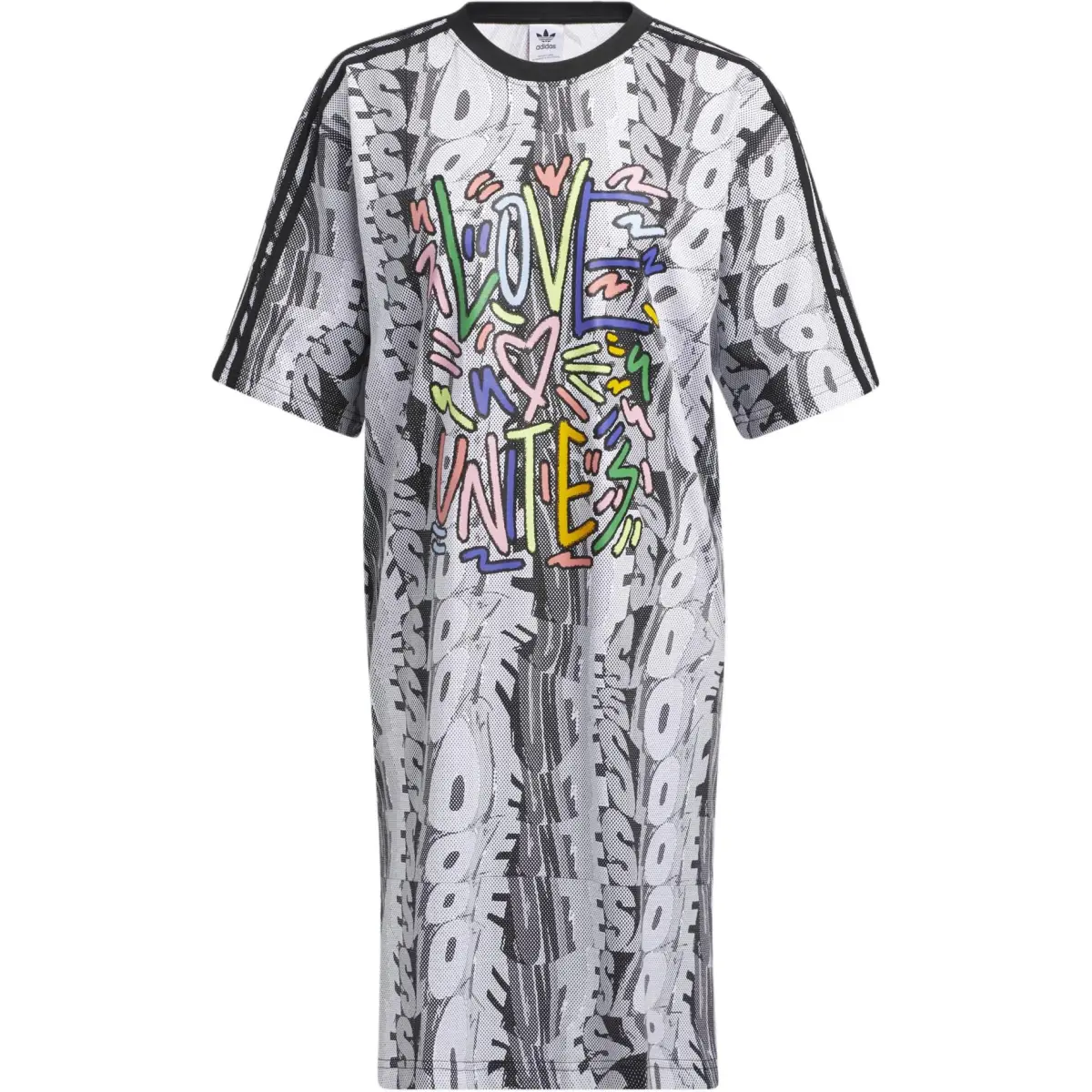 Adidas Originals Short-Sleeved Dresses Women's Gray Crew Neck Moderate Mid-Length
