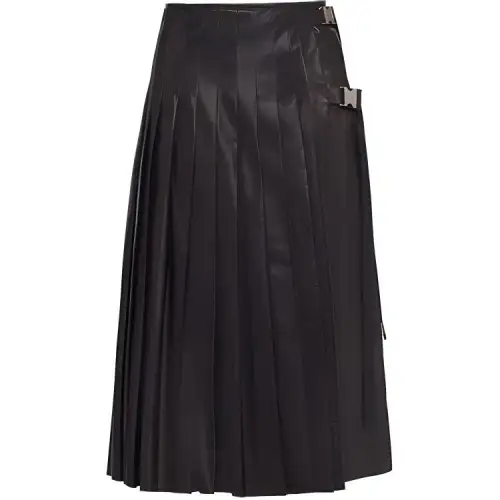 PRADA Leather Long Skirt Women's Black