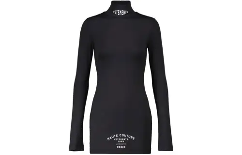 Vetements Long Sleeved Dresses Women's Black Turtleneck