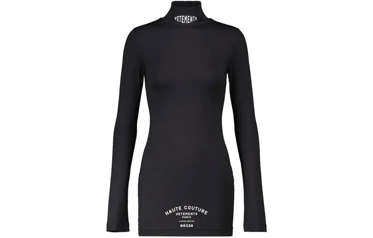 Vetements Long Sleeved Dresses Women's Black Turtleneck