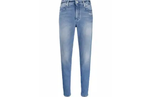 OFF WHITE Dinosaur Series Jeans Women's Blue Moderate Slim Fit Pants