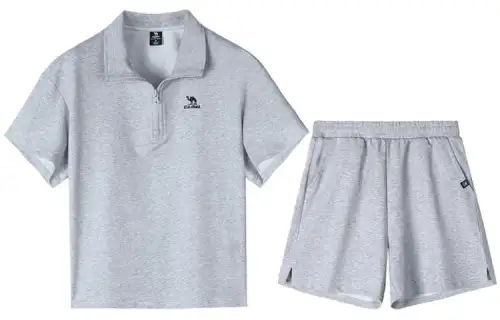CAMEL Sports shorts, shirt, split set, with short sleeve, drawstring
