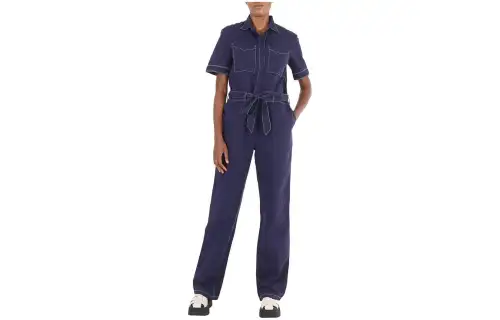 Burberry Jumpsuits Women's Blue Moderate Straight Fit Pants