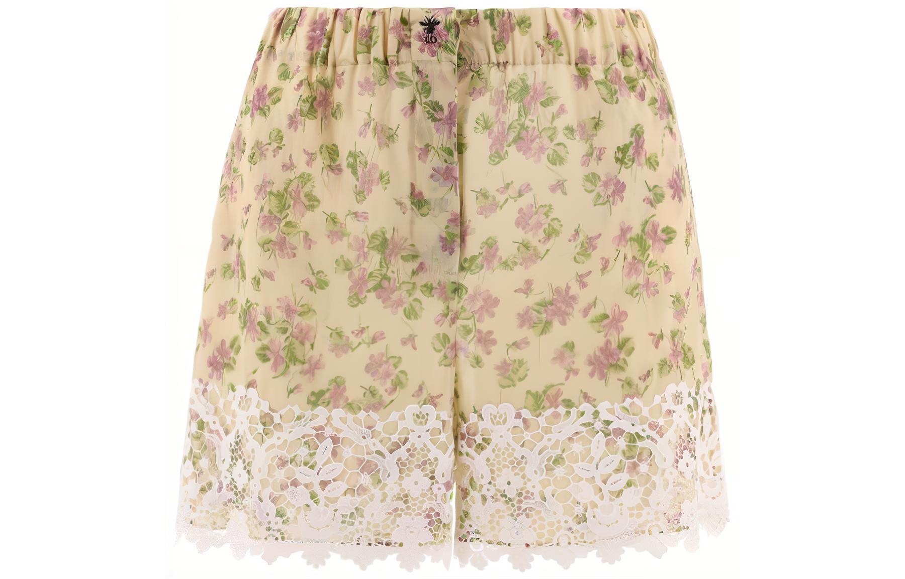 Christian DIOR Floral Printed Lace Detailed Shorts